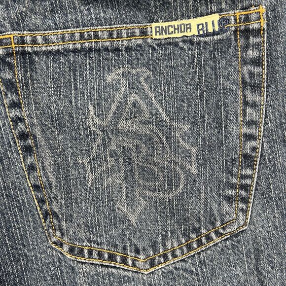 Anchor Blue Baggy Denim Shorts Men’s Size 30 Blue Y2K Hip Hop Streetwear - Picture 5 of 12